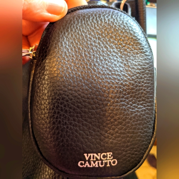 NWT Vince Camuto Black Pebbled Leather Bag w/silver accts, coin case, dust bag - Picture 5 of 13